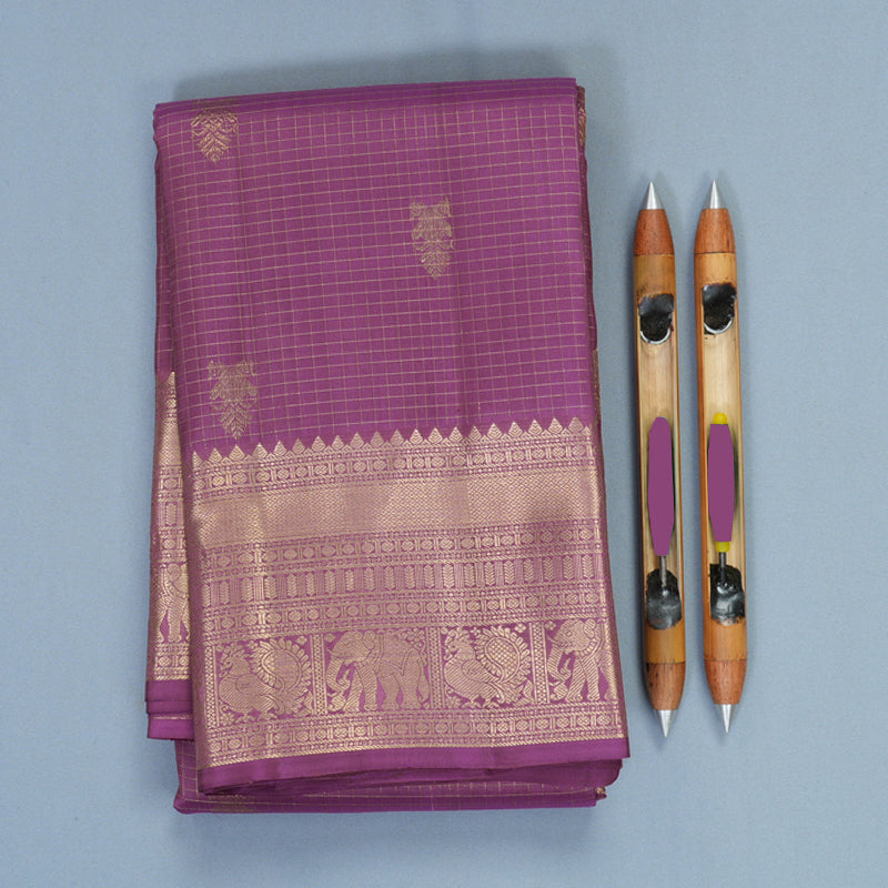 Hayagrivas Handloom Purple Kanjivaram Silk Saree KBF858H3-1