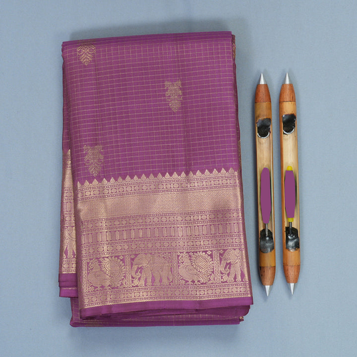 Hayagrivas Handloom Purple Kanjivaram Silk Saree KBF858H3-1
