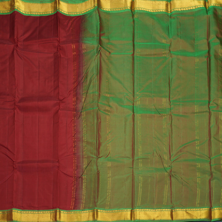 Hayagrivas Handloom Maroon Kanjivaram Silk Saree with Manthalir Green Border KBF852H1-32