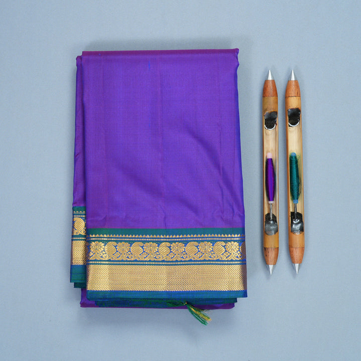 Hayagrivas Handloom Purple Kanjivaram Silk Saree with Mayilkazhuthu Border KBF852H1-33