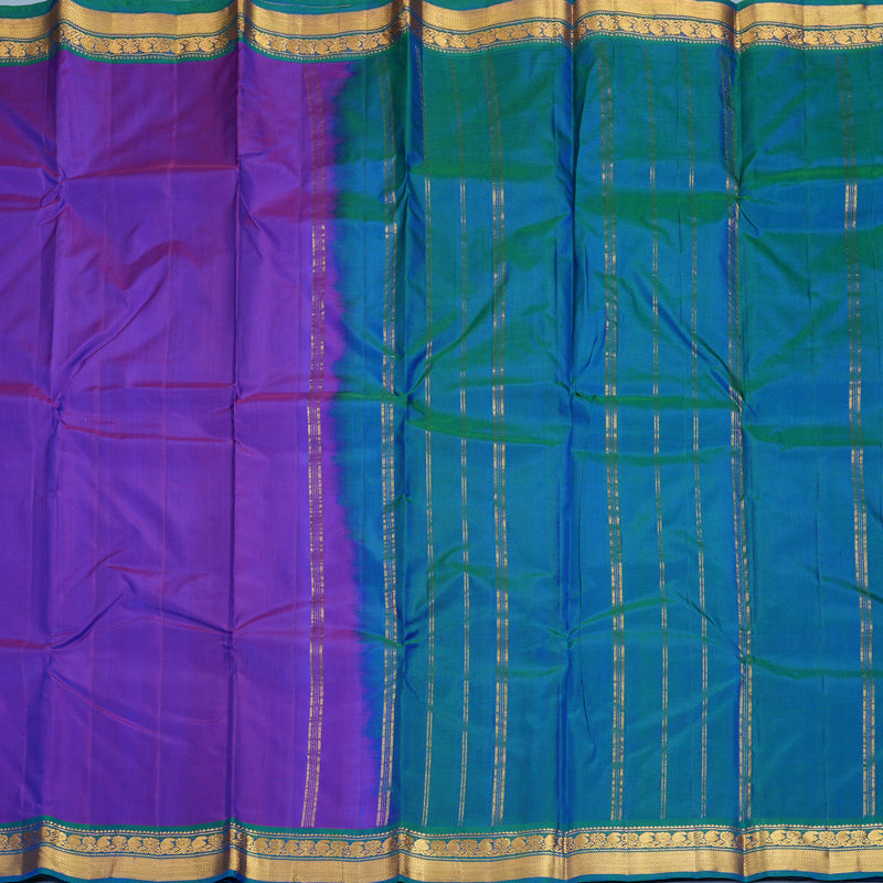 Hayagrivas Handloom Purple Kanjivaram Silk Saree with Mayilkazhuthu Border KBF852H1-33