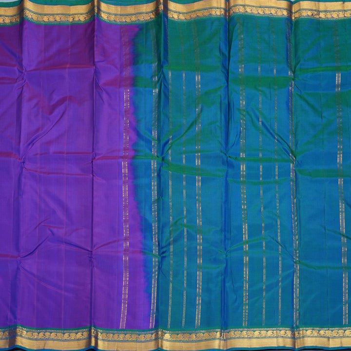 Hayagrivas Handloom Purple Kanjivaram Silk Saree with Mayilkazhuthu Border KBF852H1-33