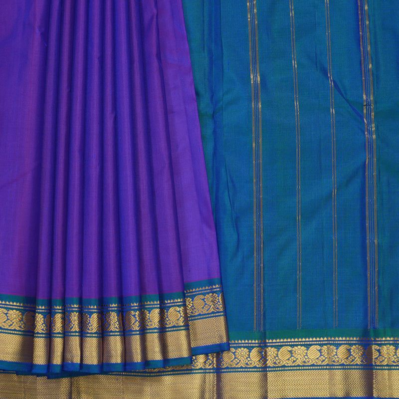 Hayagrivas Handloom Purple Kanjivaram Silk Saree with Mayilkazhuthu Border KBF852H1-33