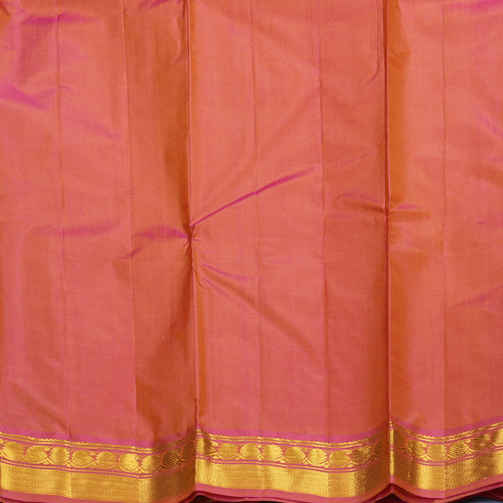 Hayagrivas Handloom Turmeric Yellow Kanjivaram Silk Saree with Onion Pink Border KBF852H1-6