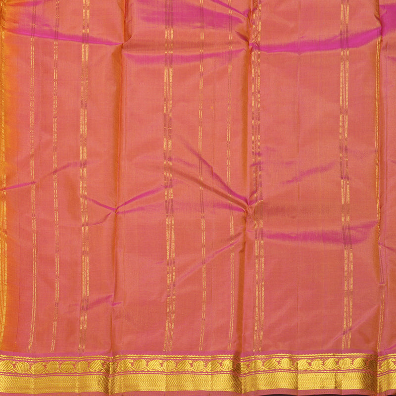 Hayagrivas Handloom Turmeric Yellow Kanjivaram Silk Saree with Onion Pink Border KBF852H1-6