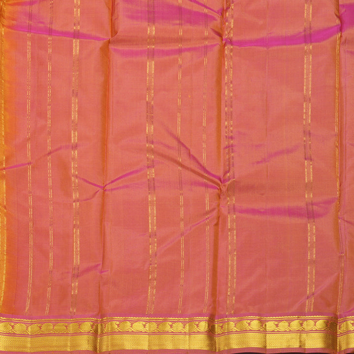 Hayagrivas Handloom Turmeric Yellow Kanjivaram Silk Saree with Onion Pink Border KBF852H1-6