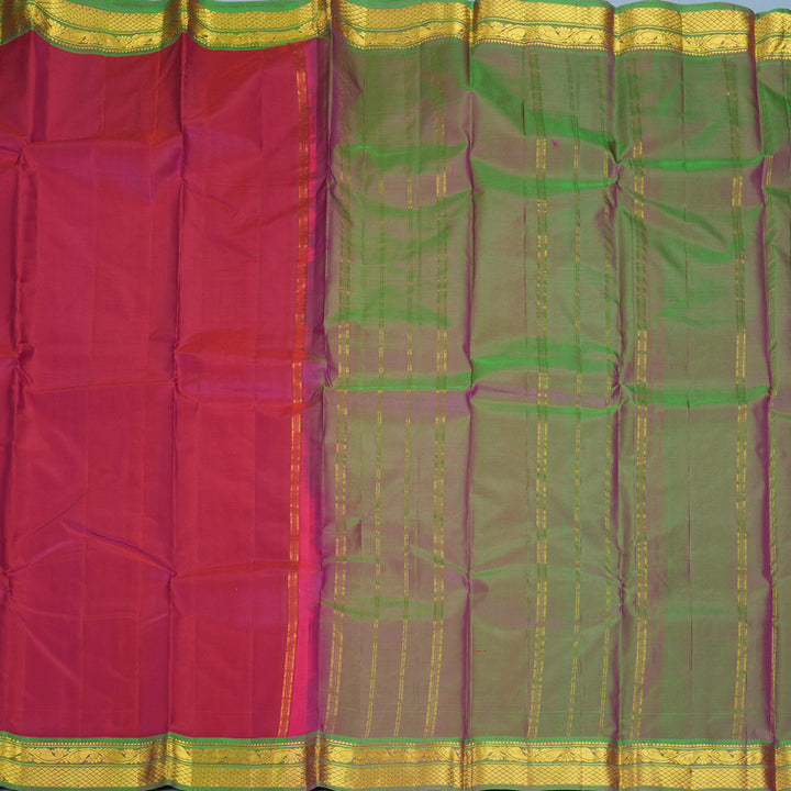 Hayagrivas Handloom Pink Kanjivaram Silk Saree with Manthalir Green Border KBF852H1-7