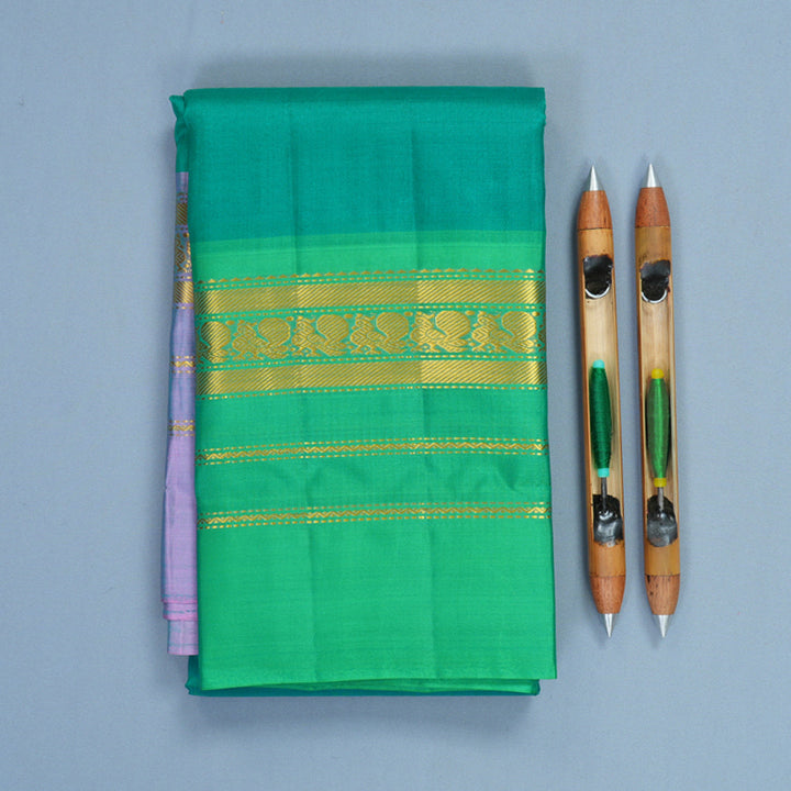 Hayagrivas Handloom Sea Green Kanjivaram Silk Saree with Ganga Jamuna Border KBF852H2-13
