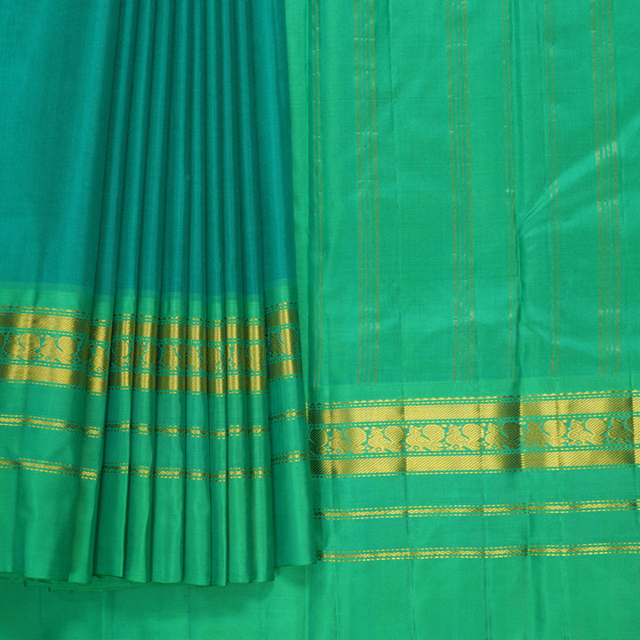 Hayagrivas Handloom Sea Green Kanjivaram Silk Saree with Ganga Jamuna Border KBF852H2-13