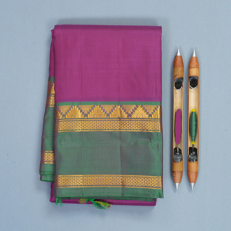 Hayagrivas Handloom Vadamalli Purple Kanjivaram Silk Saree with Manthalir Green Border KBF852H2-4