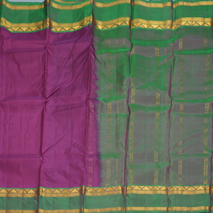 Hayagrivas Handloom Vadamalli Purple Kanjivaram Silk Saree with Manthalir Green Border KBF852H2-4