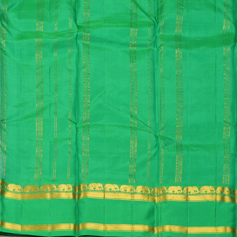 Hayagrivas Handloom Sea Green Kanjivaram Silk Saree with Parrot Green Border KBF852H2-6