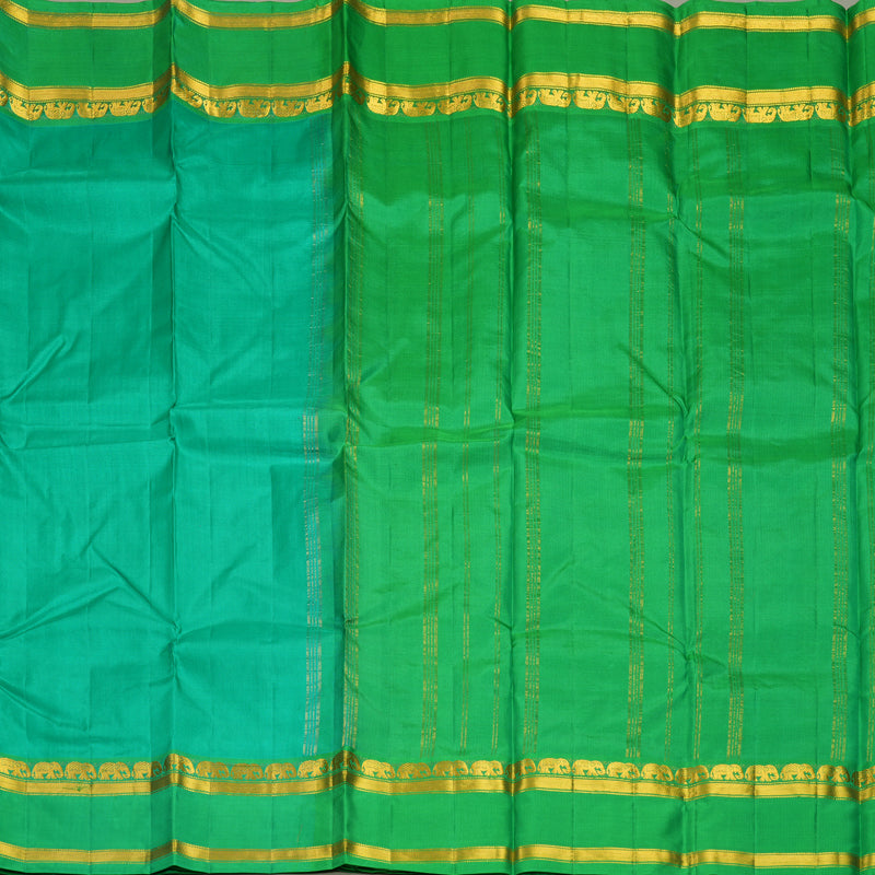 Hayagrivas Handloom Sea Green Kanjivaram Silk Saree with Parrot Green Border KBF852H2-6