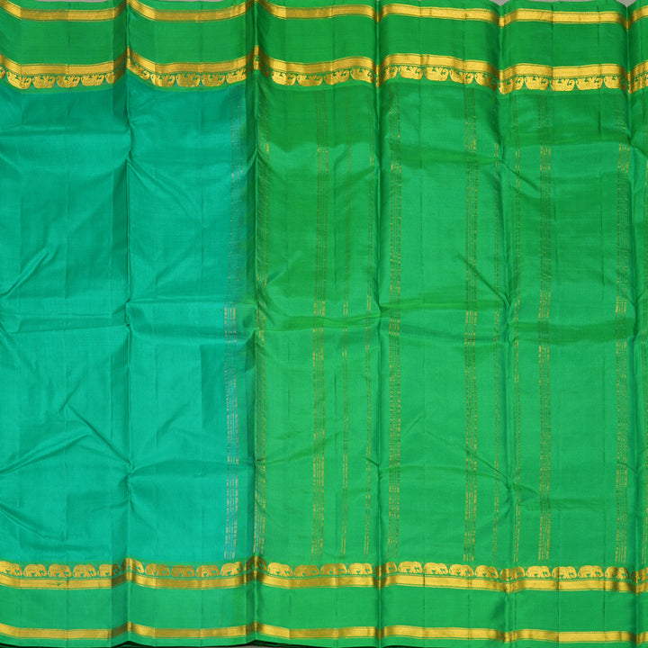 Hayagrivas Handloom Sea Green Kanjivaram Silk Saree with Parrot Green Border KBF852H2-6