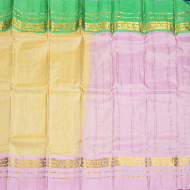 Hayagrivas Handloom Pale Yellow Kanjivaram Silk Saree with Ganga Jamuna Border KBF852H2-8