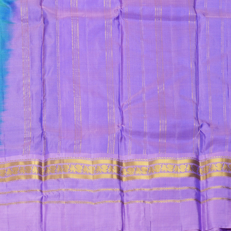 Hayagrivas Handloom Blue-Green Kanjivaram Silk Saree with Ganga Jamuna Border KBF852H2-9