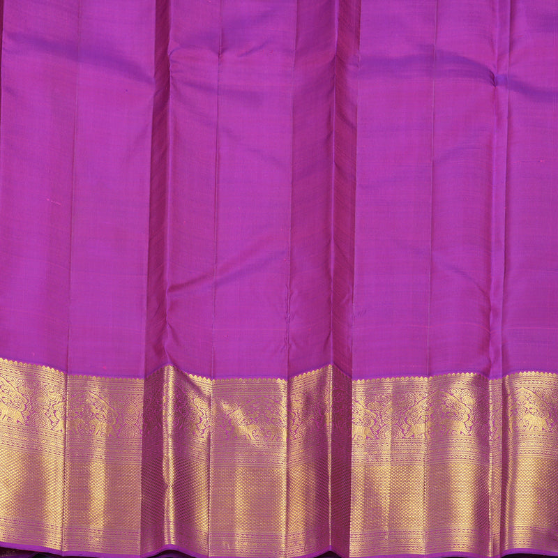 Hayagrivas Handloom Yellow Kanjivaram Silk Saree with Purple Border KBF855H2-1