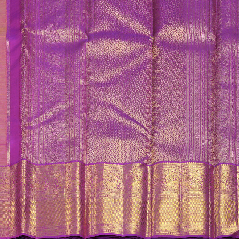 Hayagrivas Handloom Yellow Kanjivaram Silk Saree with Purple Border KBF855H2-1