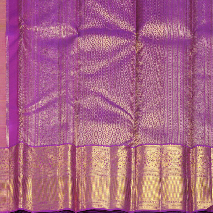 Hayagrivas Handloom Yellow Kanjivaram Silk Saree with Purple Border KBF855H2-1