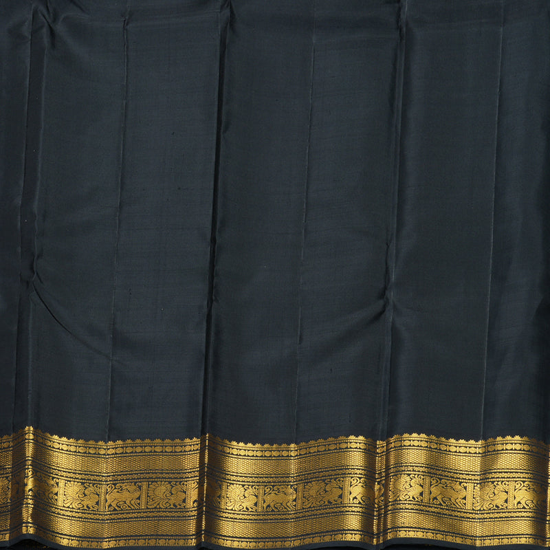 Hayagrivas Handloom Sea Green Kanjivaram Silk Saree with Black Border KBF855H3-1