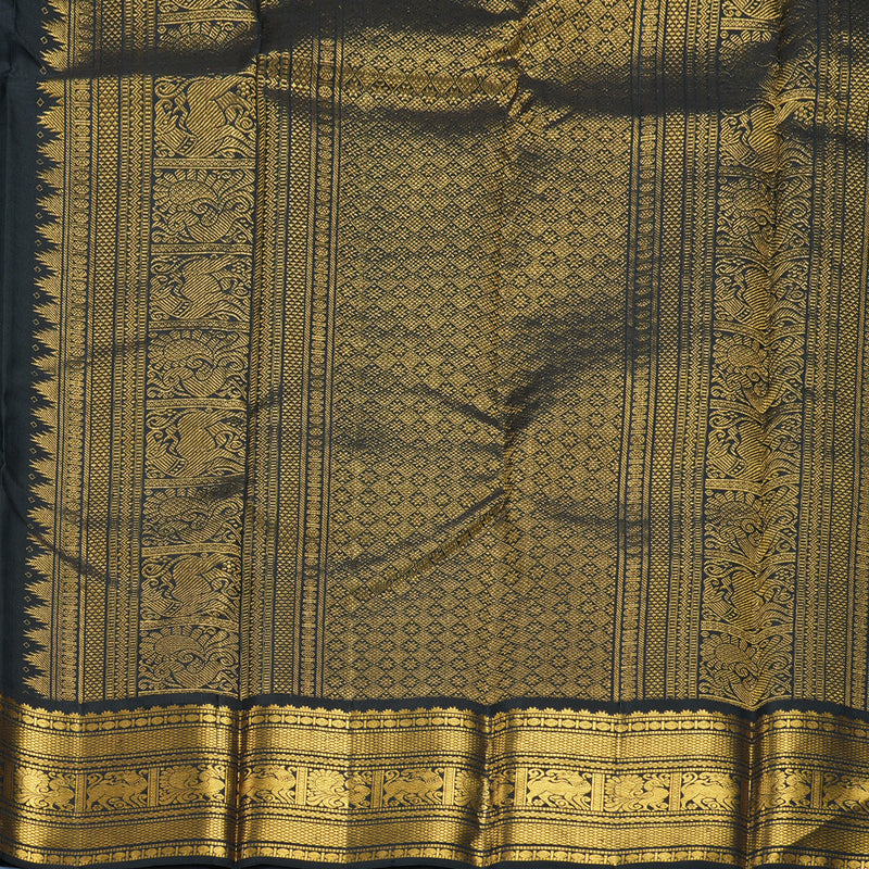 Hayagrivas Handloom Sea Green Kanjivaram Silk Saree with Black Border KBF855H3-1