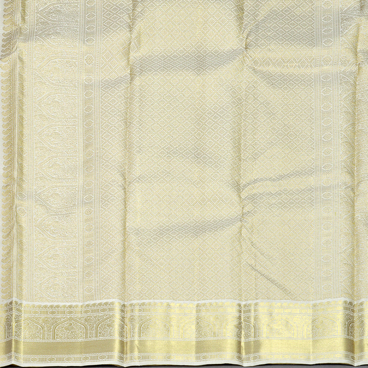 Hayagrivas Handloom Red Kanjivaram Silk Saree with Half-White Border KBF855H4-1