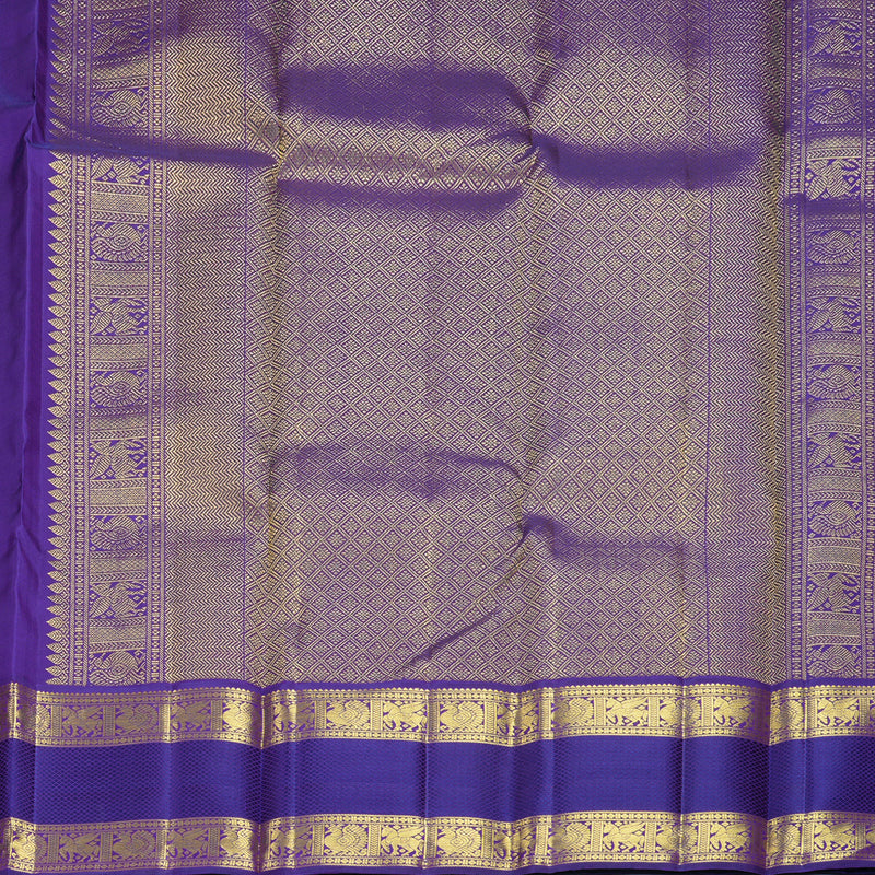 Hayagrivas Handloom Aqua Green Kanjivaram Silk Saree with Purple Border KBF855H5-1