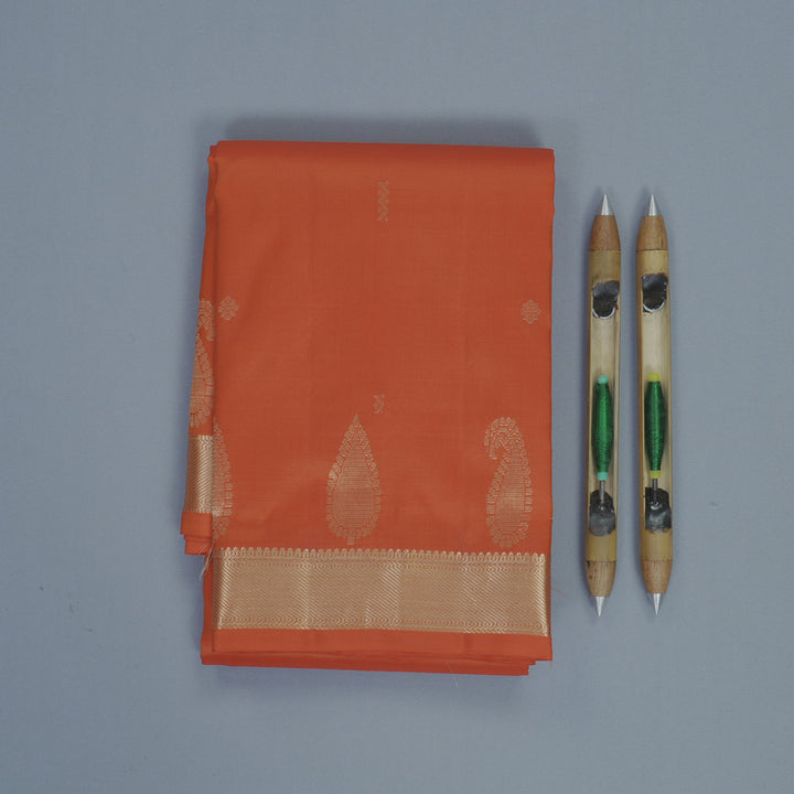Hayagrivas Handloom Orange Kanjivaram Silk Saree KBF856H1-1