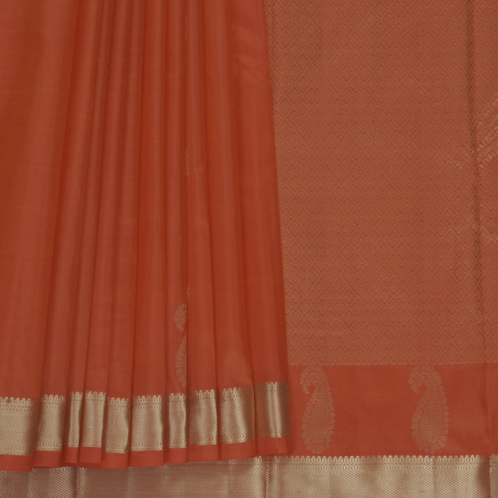 Hayagrivas Handloom Orange Kanjivaram Silk Saree KBF856H1-1
