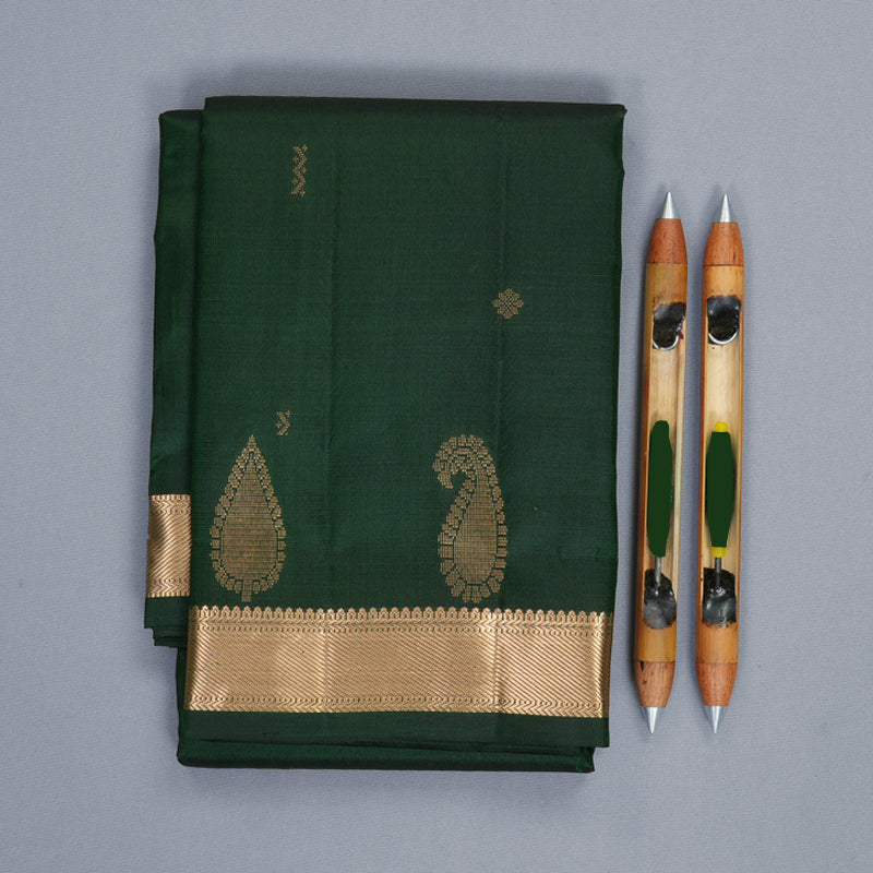 Hayagrivas Handloom Bottle Green Kanjivaram Silk Saree KBF856H1-4