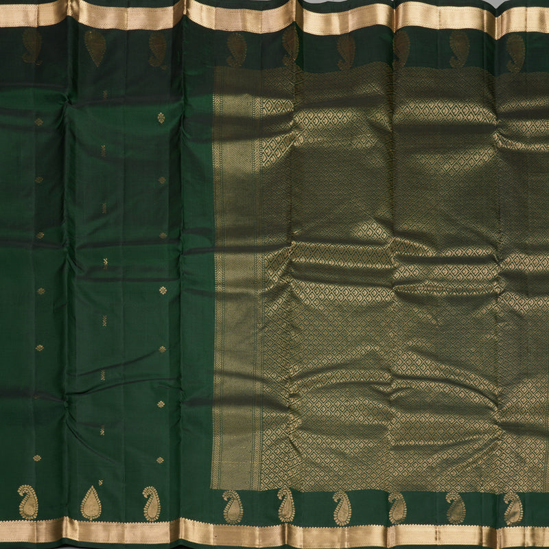 Hayagrivas Handloom Bottle Green Kanjivaram Silk Saree KBF856H1-4