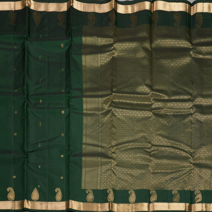 Hayagrivas Handloom Bottle Green Kanjivaram Silk Saree KBF856H1-4