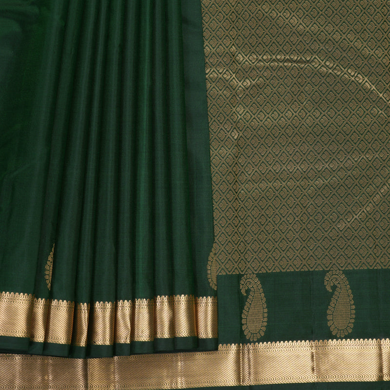 Hayagrivas Handloom Bottle Green Kanjivaram Silk Saree KBF856H1-4