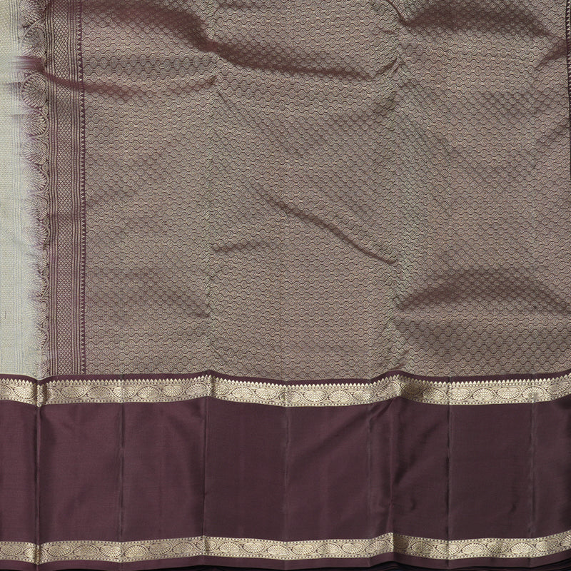 Hayagrivas Handloom Grey Kanjivaram Silk Saree with Deep Plum Border KBF856H16-5