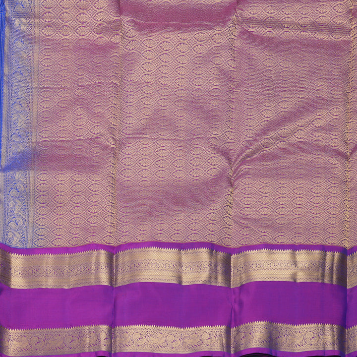 Hayagrivas Handloom MS Blue Kanjivaram Silk Saree with Purple Border KBF856H2-3
