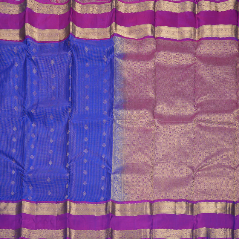 Hayagrivas Handloom MS Blue Kanjivaram Silk Saree with Purple Border KBF856H2-3