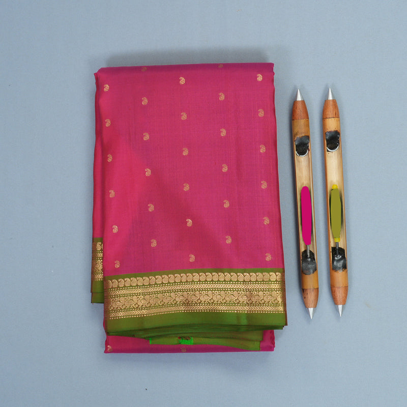 Hayagrivas Handloom Pink Kanjivaram Silk Saree with Manthalir Border KBF856H23-1