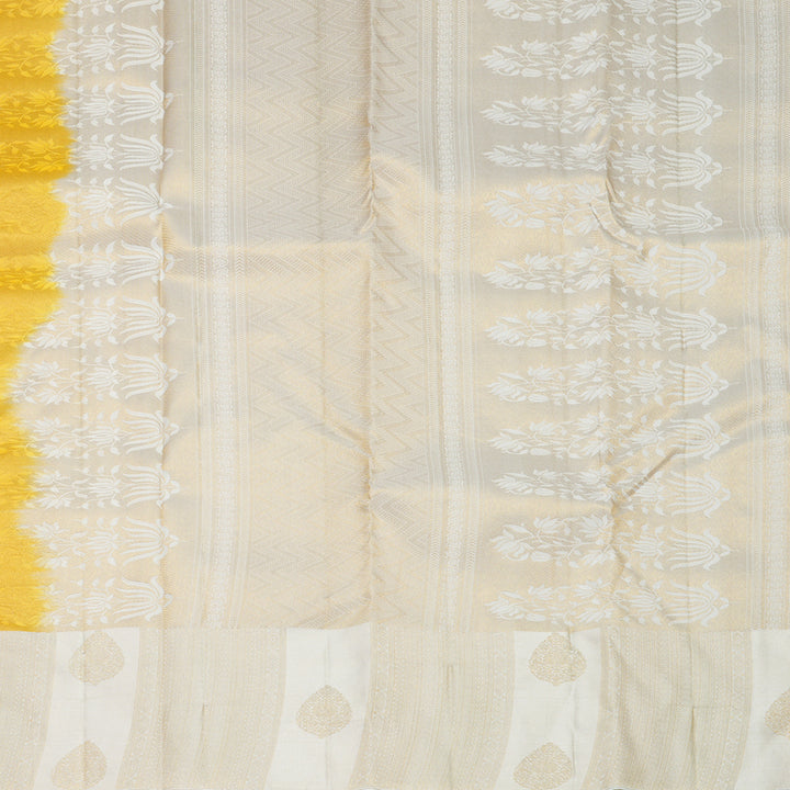 Hayagrivas Handloom Yellow Kanjivaram Silk Saree with White Border KBF856H26-11