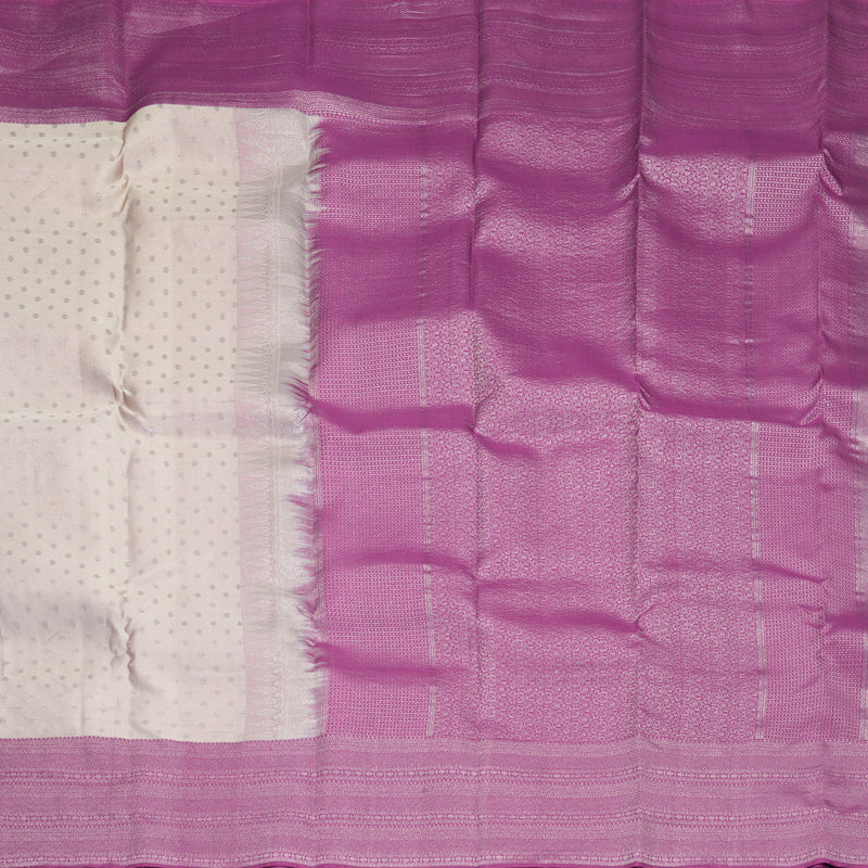 Hayagrivas Handloom Cream Kanjivaram Silk Saree with Purple Border KBF856H26-12