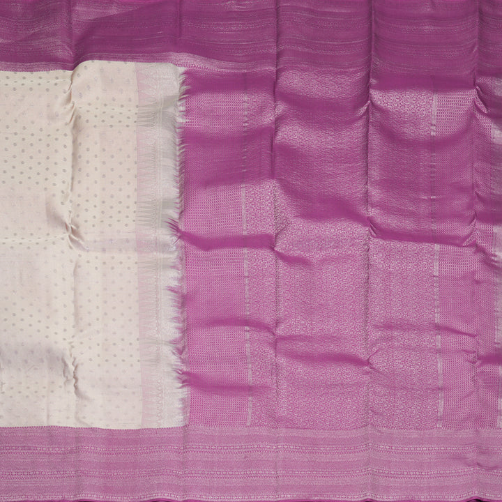Hayagrivas Handloom Cream Kanjivaram Silk Saree with Purple Border KBF856H26-12