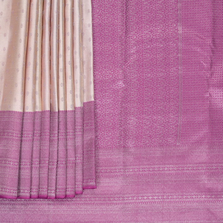 Hayagrivas Handloom Cream Kanjivaram Silk Saree with Purple Border KBF856H26-12