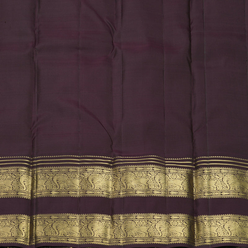 Hayagrivas Handloom Rust Maroon Kanjivaram Silk Saree with Plum Purple Border KBF858H14-2