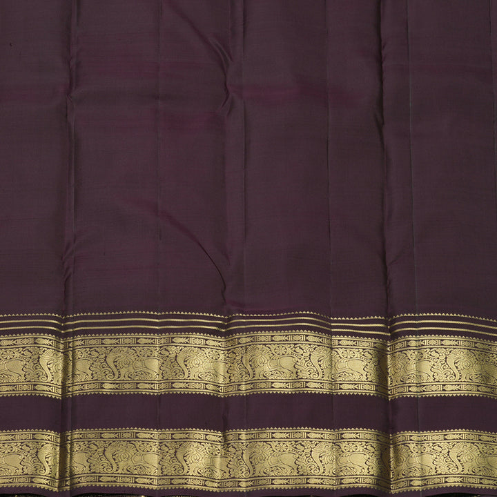 Hayagrivas Handloom Rust Maroon Kanjivaram Silk Saree with Plum Purple Border KBF858H14-2