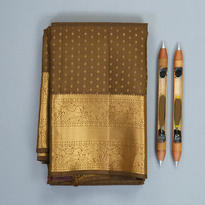 Hayagrivas Handloom Dry Mehandi Green Kanjivaram Silk Saree KBF858H19-3