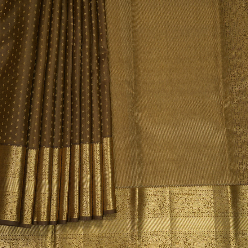 Hayagrivas Handloom Dry Mehandi Green Kanjivaram Silk Saree KBF858H19-3