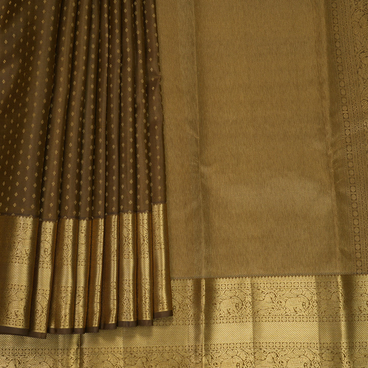 Hayagrivas Handloom Dry Mehandi Green Kanjivaram Silk Saree KBF858H19-3