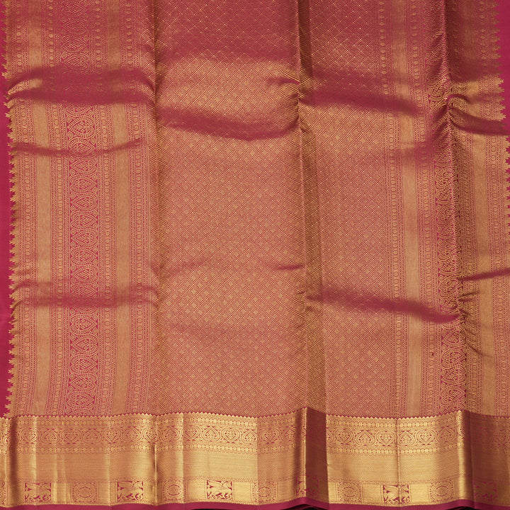 Hayagrivas Handloom Pinkish-Maroon Kanjivaram Silk Saree KBF858H19-6