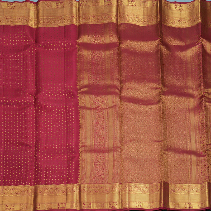 Hayagrivas Handloom Pinkish-Maroon Kanjivaram Silk Saree KBF858H19-6
