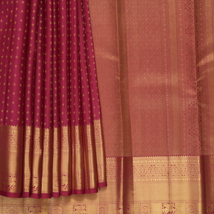 Hayagrivas Handloom Pinkish-Maroon Kanjivaram Silk Saree KBF858H19-6