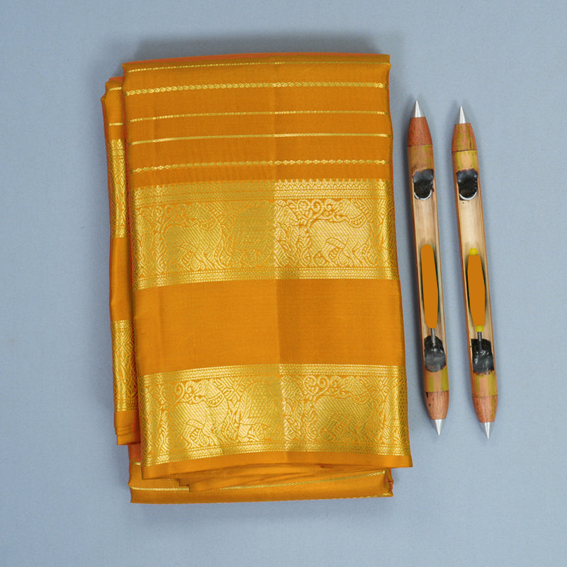 Hayagrivas Handloom Tumeric Yellow Kanjivaram Silk Saree KBF858H23-2